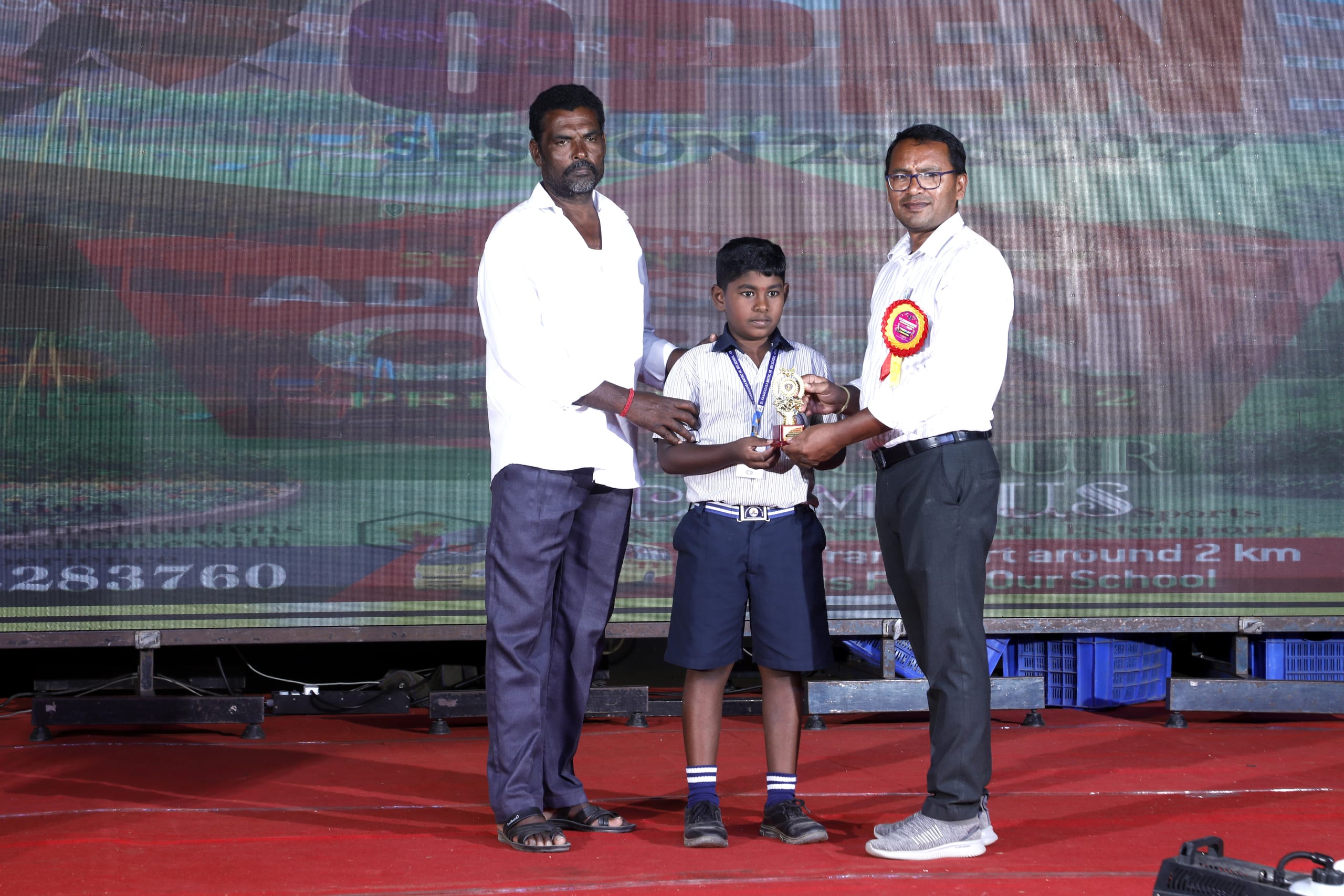 Student receiving award