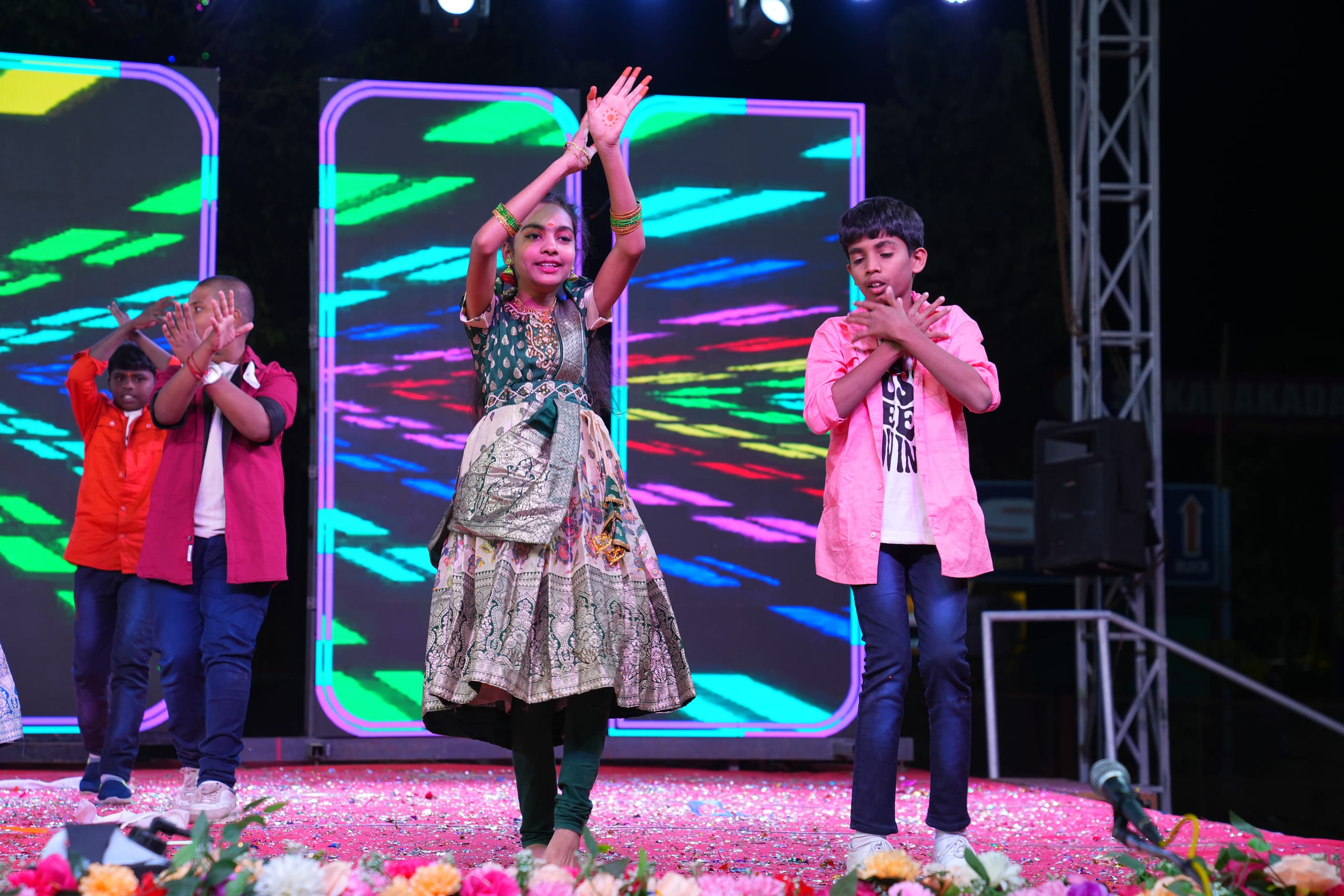 Students in creative stage activity