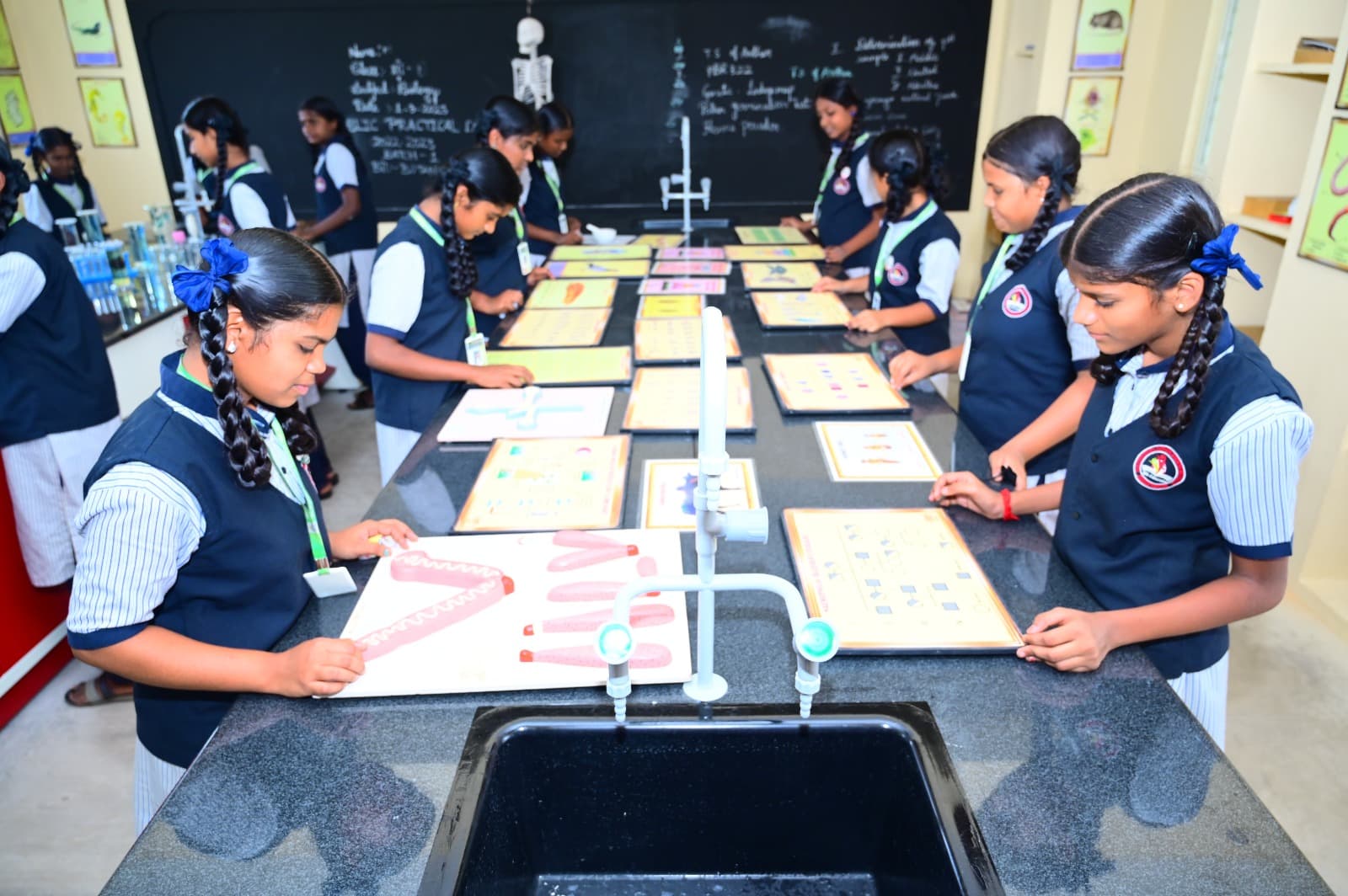 Students working together in a school science lab