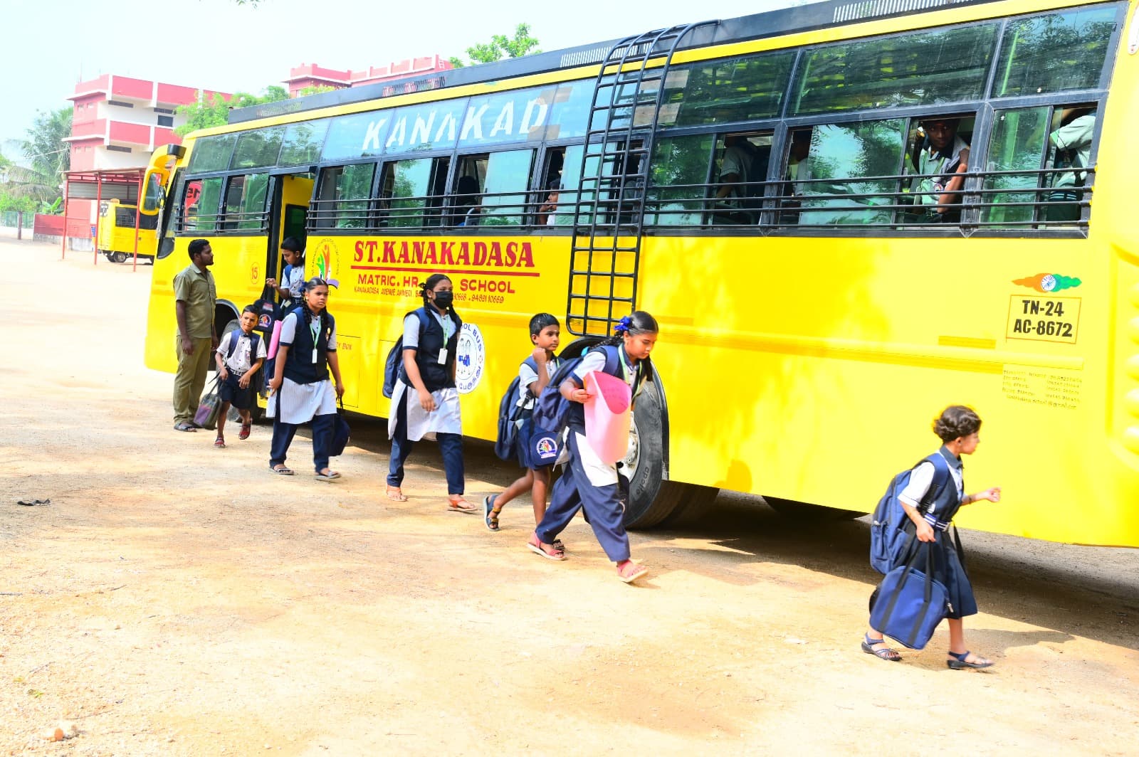 Students boarding the school bus